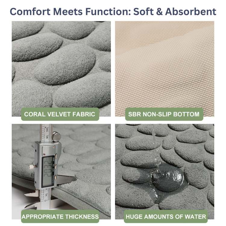 PlushPebble Cobblestone Bathroom Mat - Bathroom Mat - Wild Eye Vision