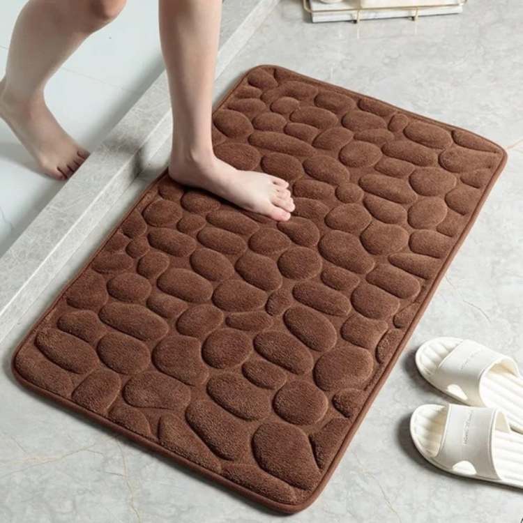 PlushPebble Cobblestone Bathroom Mat - Bathroom Mat - Wild Eye Vision