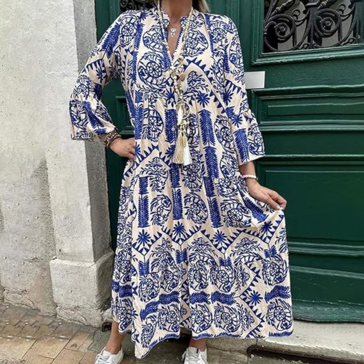 Printed Boho Maxi Dress - Maxi Dress - Wild Eye Vision