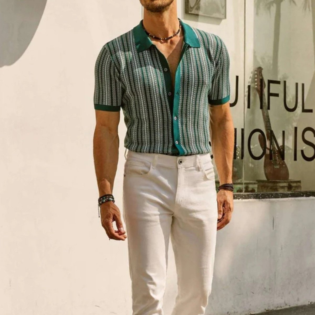 Retro Striped Button Polo Shirt - Polo Shirts - Wild Eye Vision