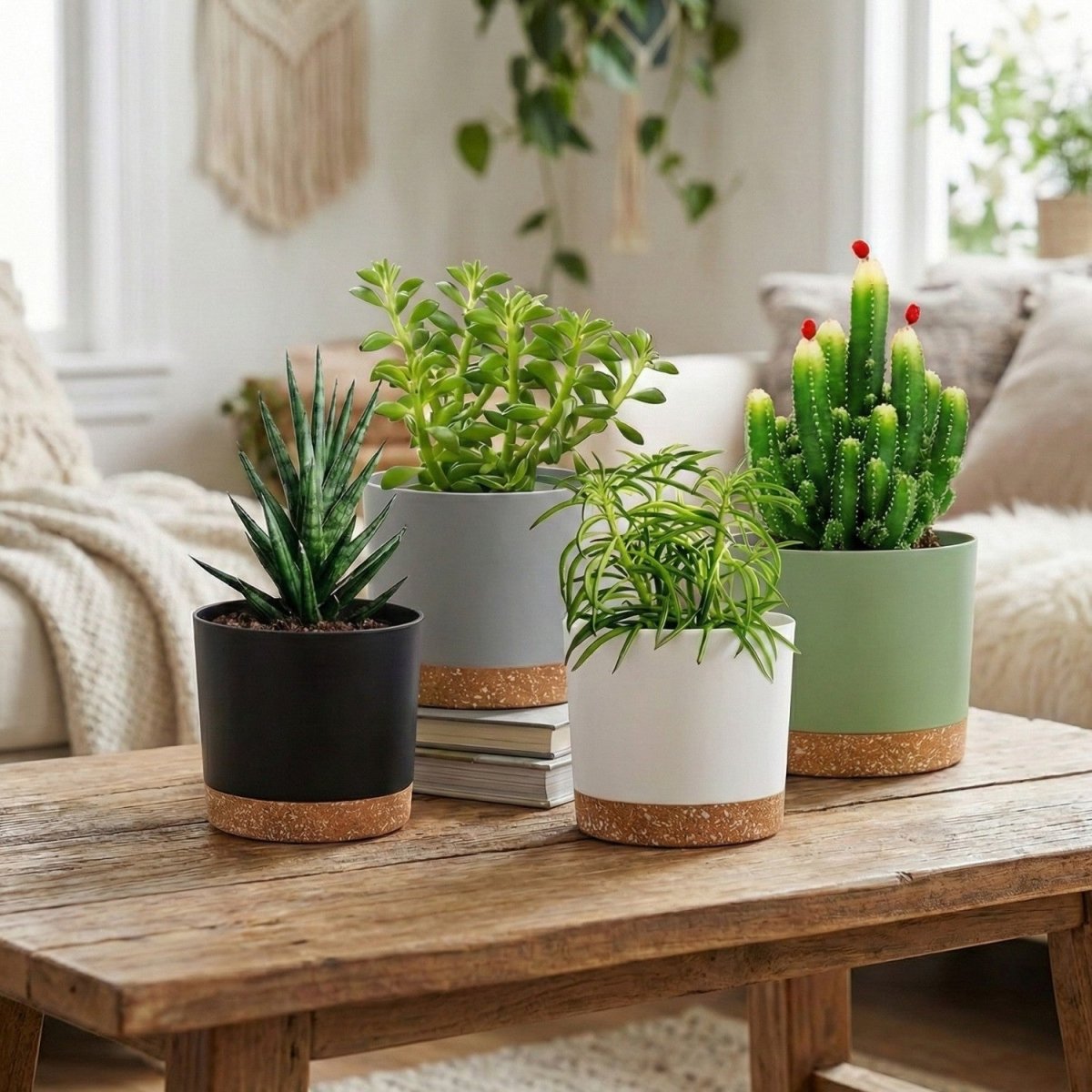Set of 4 Modern Flower Pots with Drainage - Flowerpot - Wild Eye Vision