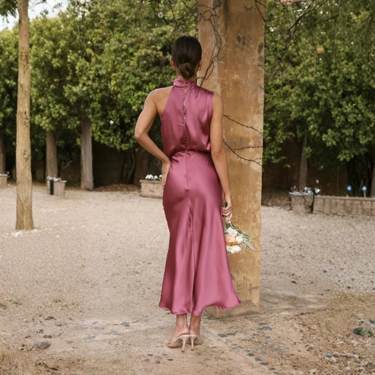 Shiny Halter Neck Maxi Dress - Maxi Dress - Wild Eye Vision