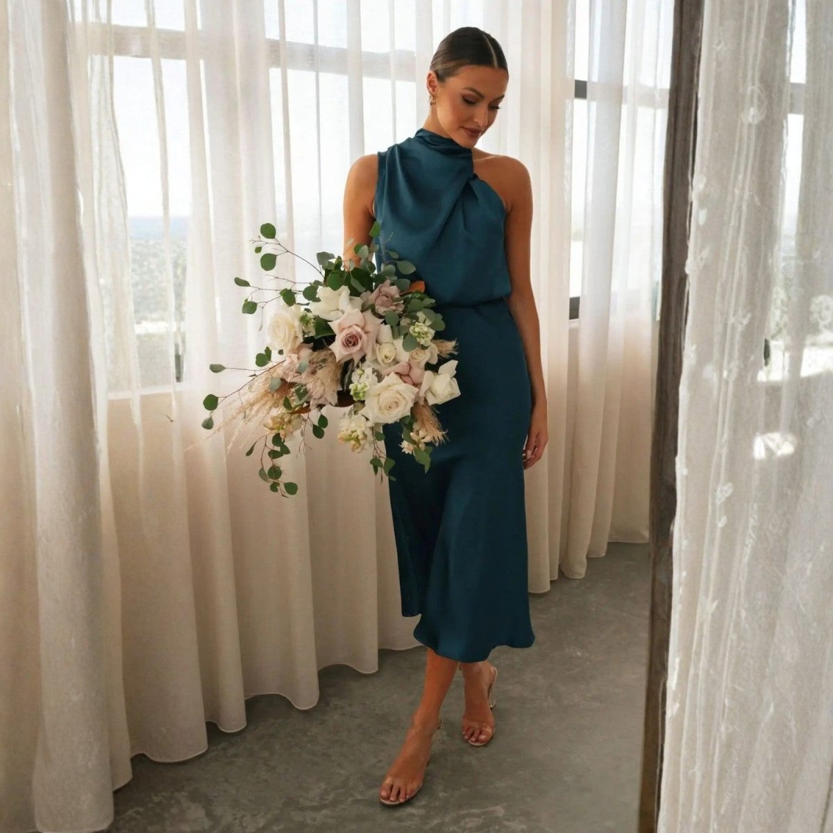 Shiny Halter Neck Maxi Dress - Maxi Dress - Wild Eye Vision