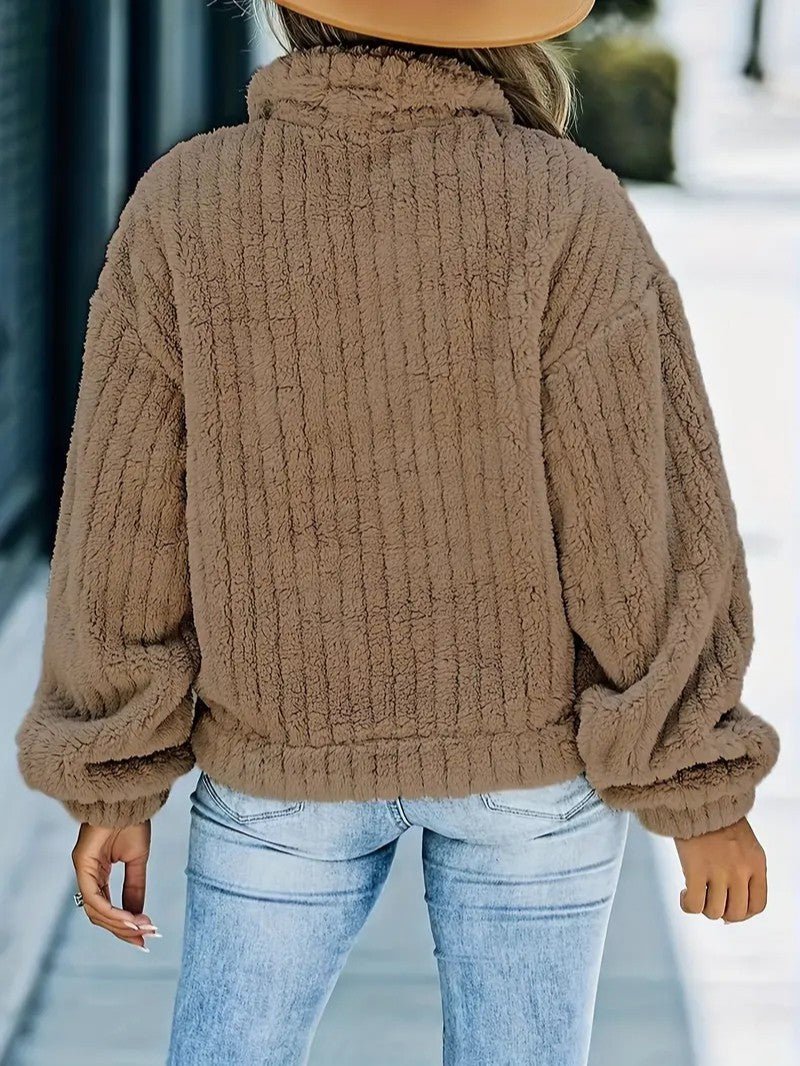 Soft Faux Fur Button Trucker Jacket - Women's Winter Jacket - Wild Eye Vision