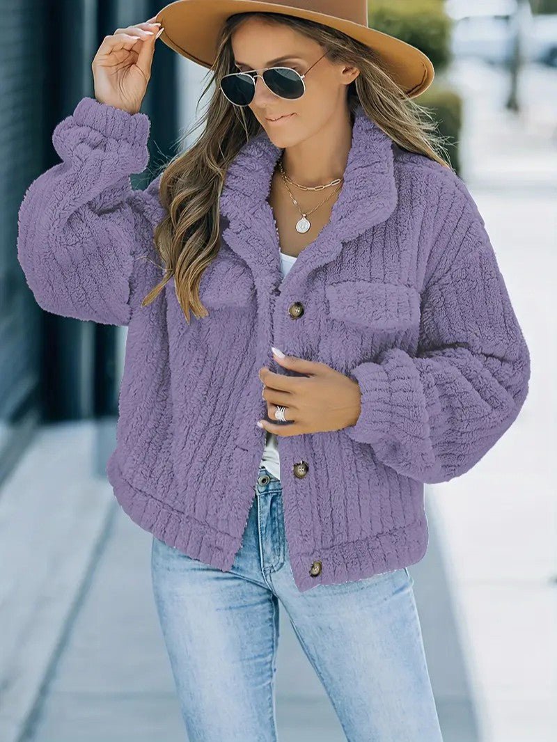 Soft Faux Fur Button Trucker Jacket - Women's Winter Jacket - Wild Eye Vision