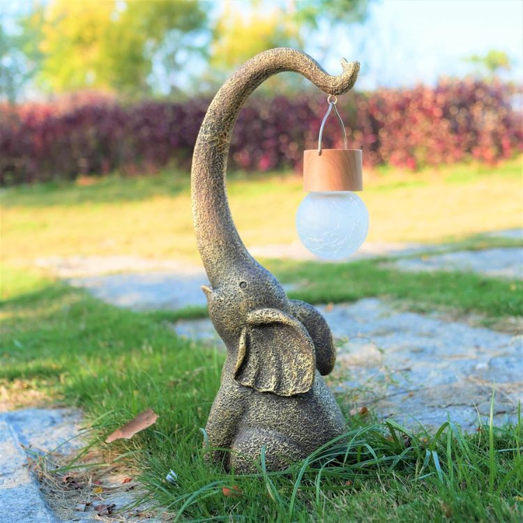 Solar - Powered Copper Elephant Lamp - Garden Light - Wild Eye Vision
