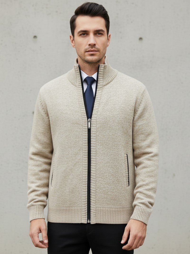Stand Collar Zip Cardigan - Men Cardigan - Wild Eye Vision