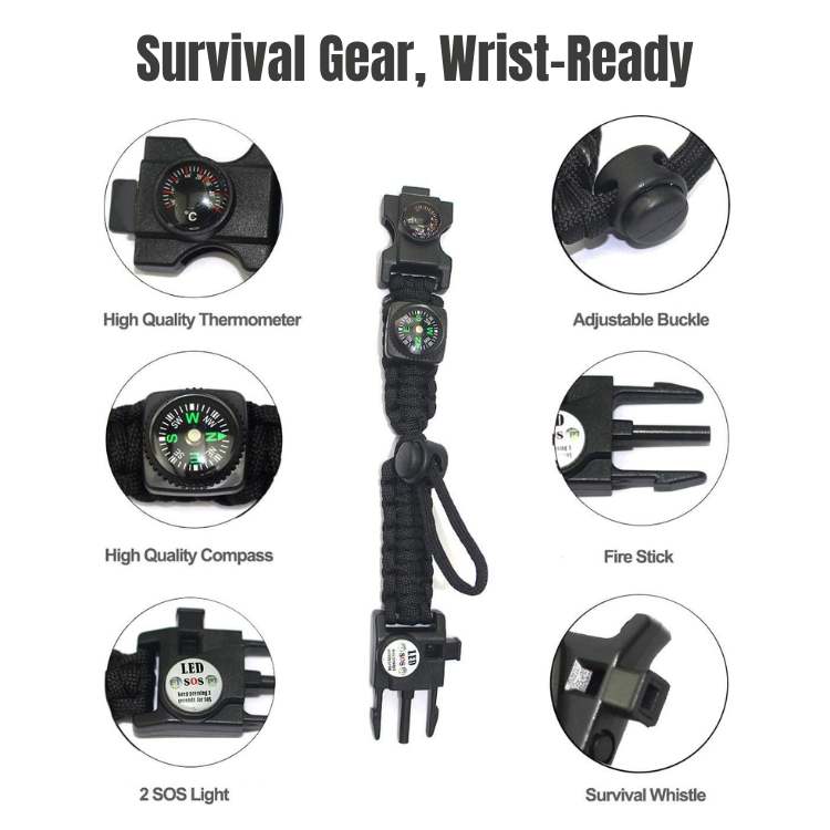Tactical 8 - in - 1 Survival Paracord Bracelet - Paracord Bracelet - Wild Eye Vision