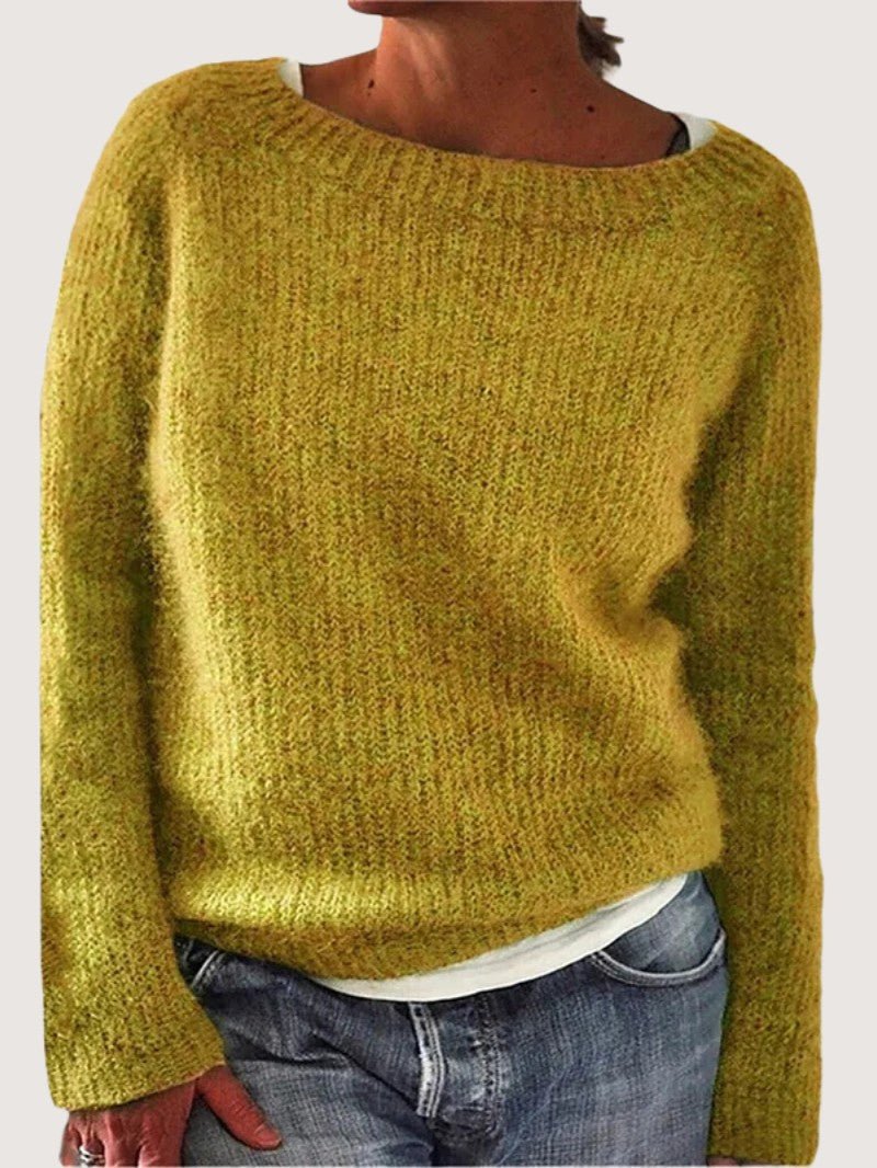 Women's Boat Neck Loose Knit Jumper - Women Knitted Jumper - Wild Eye Vision