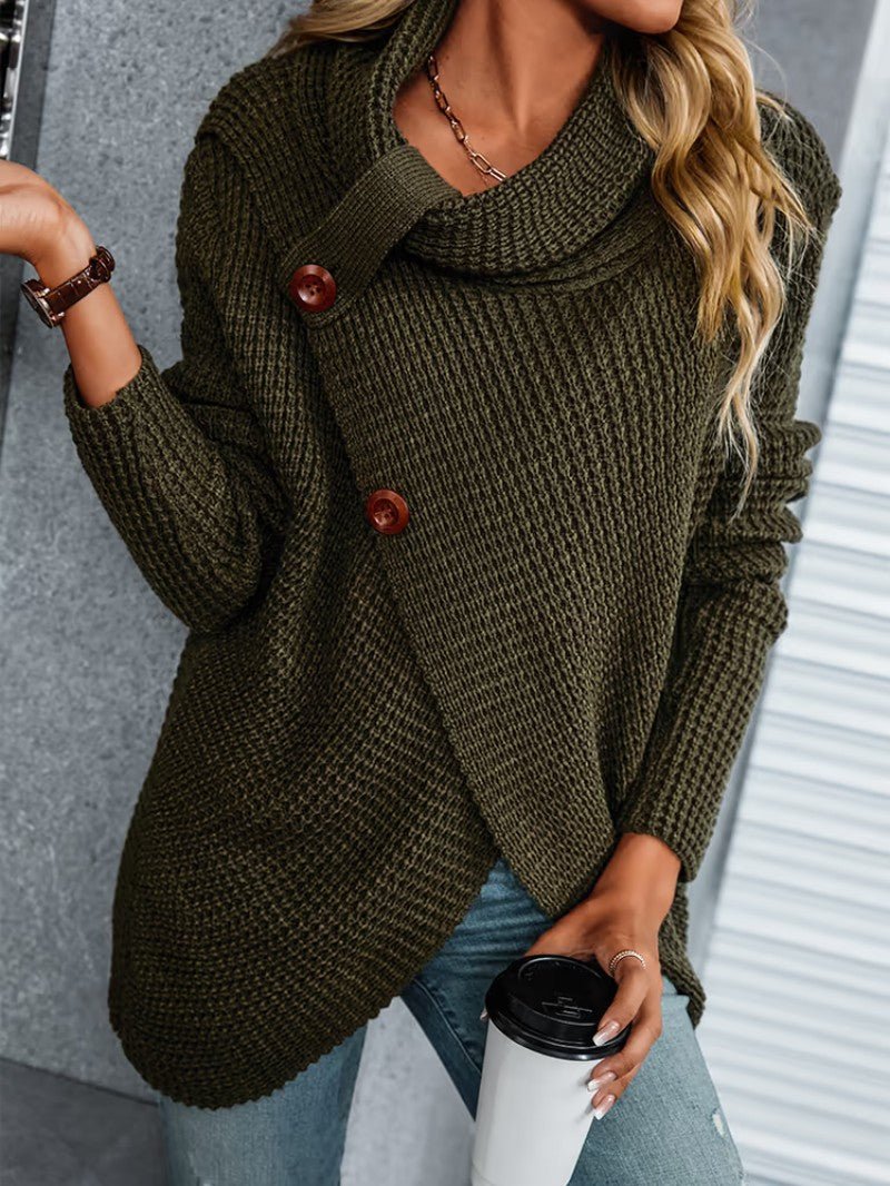 Women's Cowl Neck Textured Cardigan - Women Knit Cardigan - Wild Eye Vision