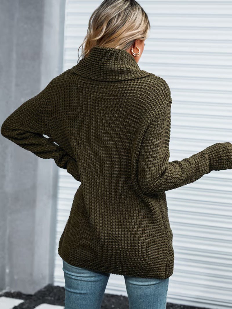 Women's Cowl Neck Textured Cardigan - Women Knit Cardigan - Wild Eye Vision