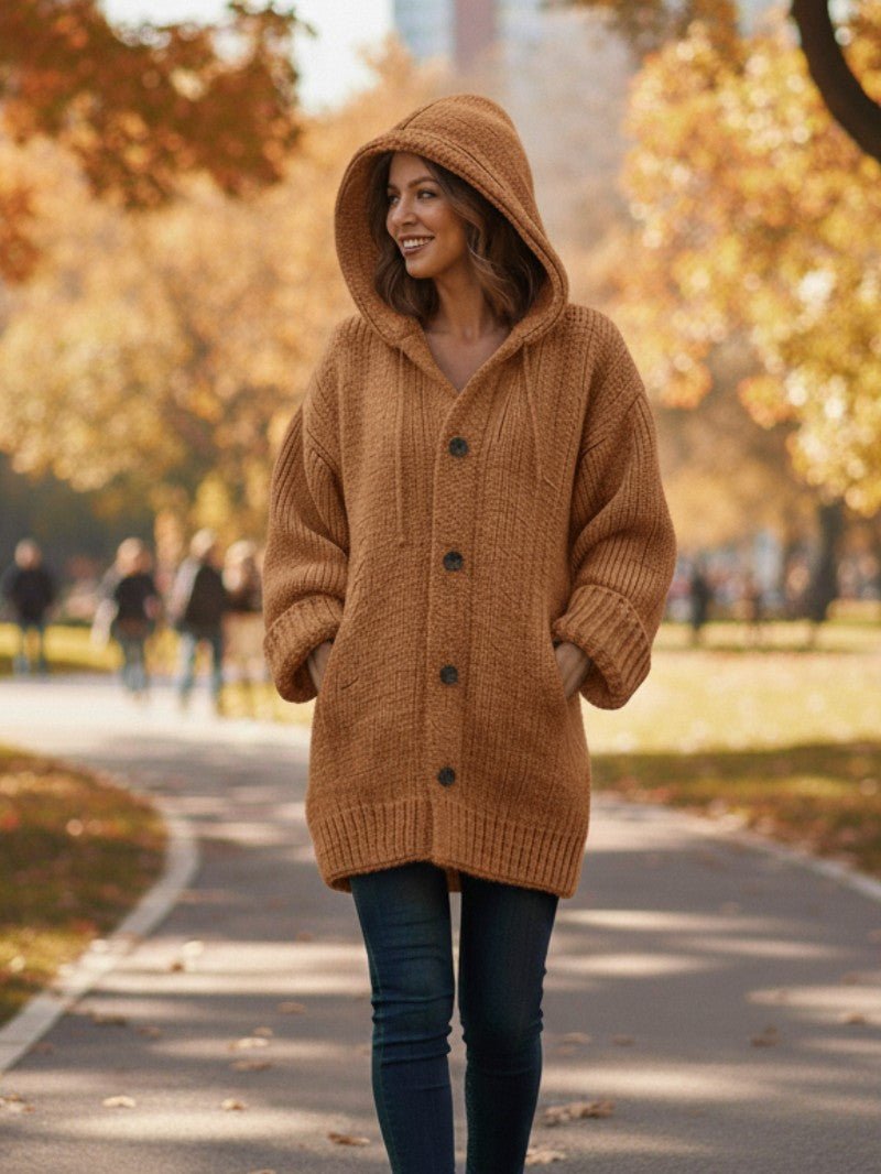 Women's Cozy Hooded Knit Cardigan - Women Knit Cardigan - Wild Eye Vision