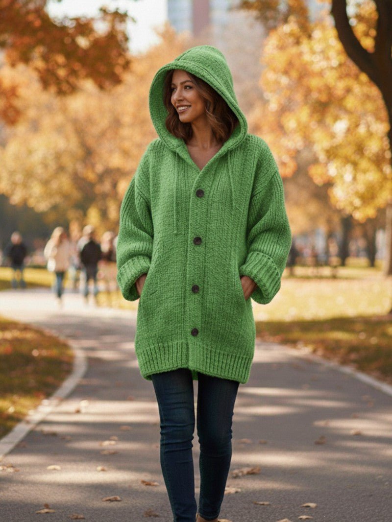 Women's Cozy Hooded Knit Cardigan - Women Knit Cardigan - Wild Eye Vision
