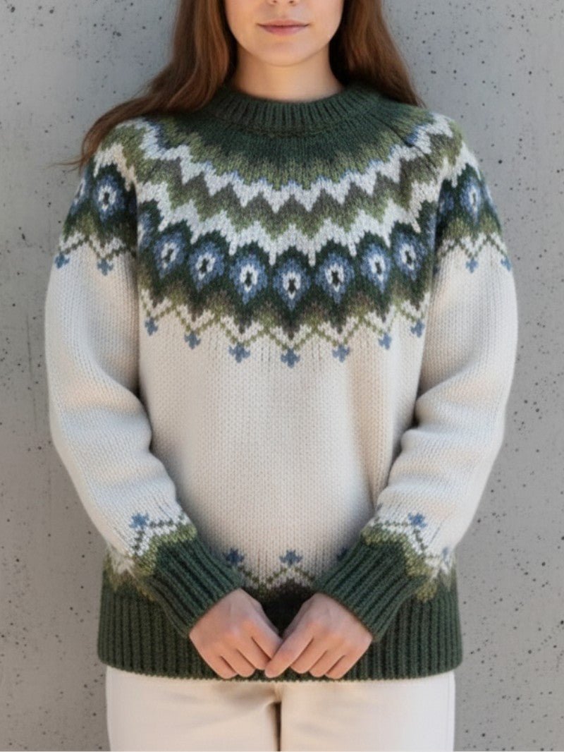 Women’s Fair Isle Crewneck Jumper - Women Jumper - Wild Eye Vision