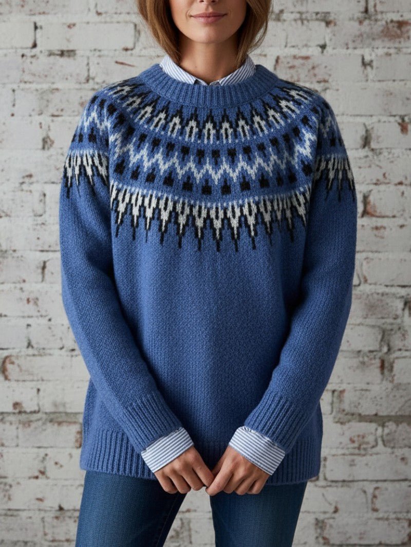 Women’s Fair Isle Crewneck Jumper - Women Jumper - Wild Eye Vision