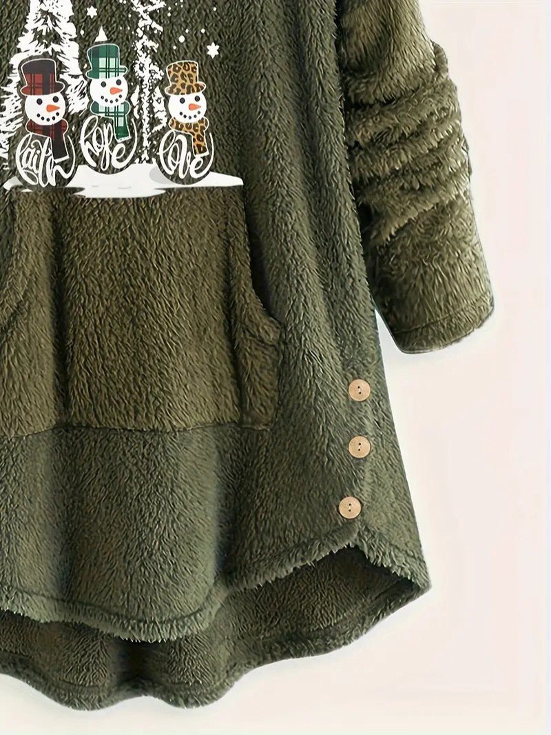 Women’s Fleece Snowman Hooded Sweatshirt - Ladies Christmas Jumpers - Wild Eye Vision