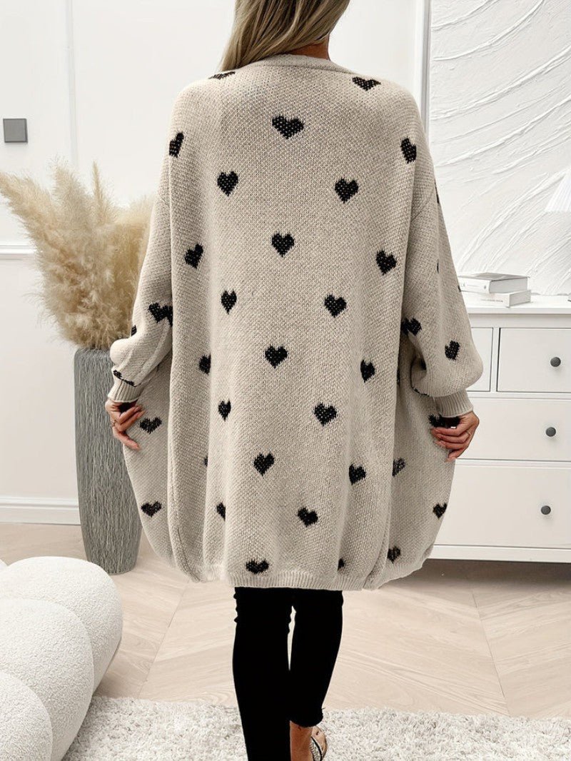 Women’s Heart Pattern Knit Cardigan - Women Cardigan - Wild Eye Vision