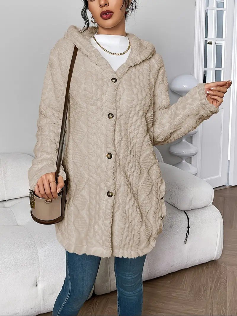 Women's Hooded Plush Cardigan Coat - Women's Coat - Wild Eye Vision