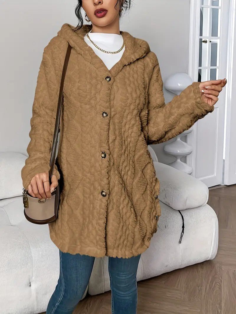 Women's Hooded Plush Cardigan Coat - Women's Coat - Wild Eye Vision