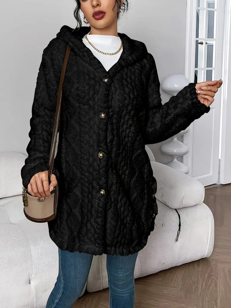 Women's Hooded Plush Cardigan Coat - Women's Coat - Wild Eye Vision
