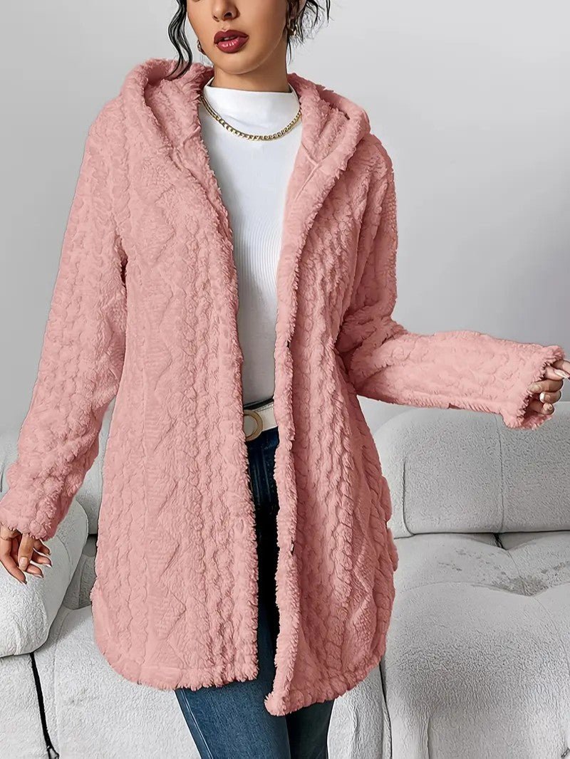 Women's Hooded Plush Cardigan Coat - Women's Coat - Wild Eye Vision