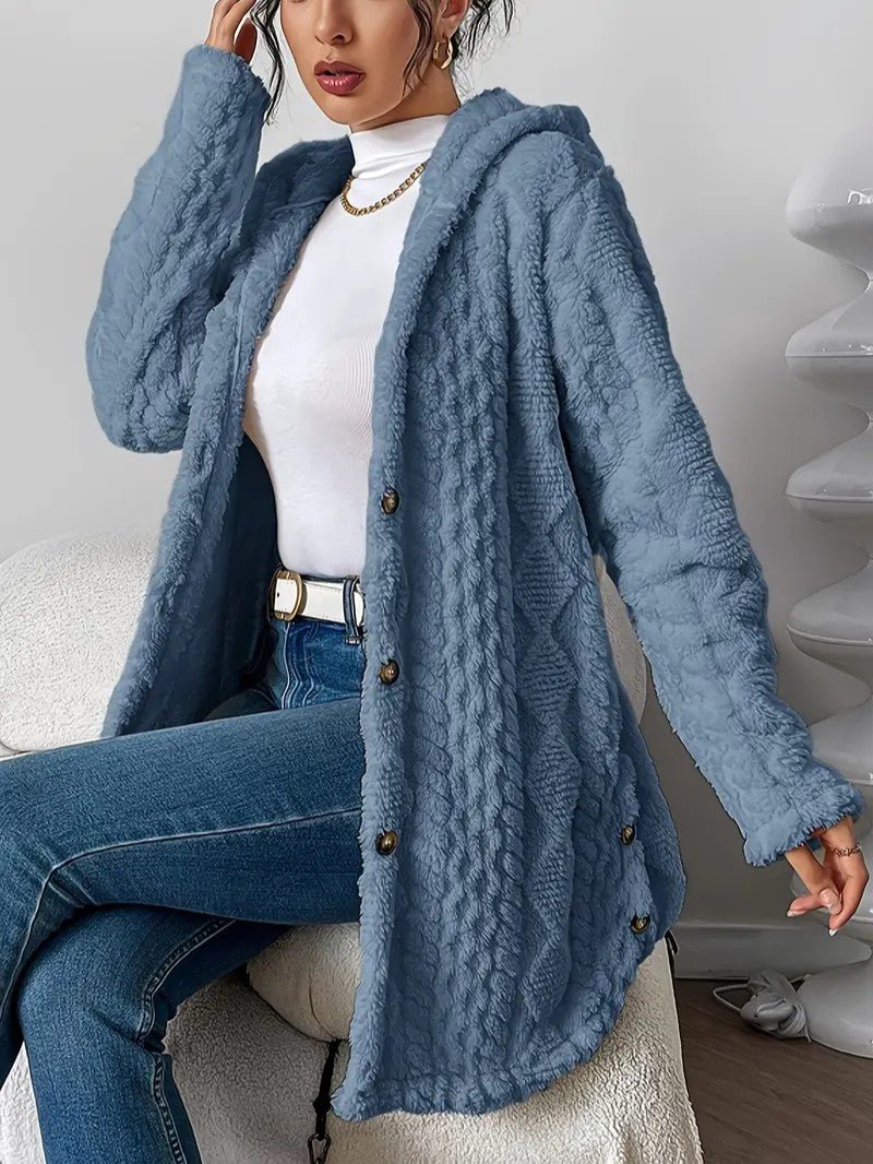Women's Hooded Plush Cardigan Coat - Women's Coat - Wild Eye Vision