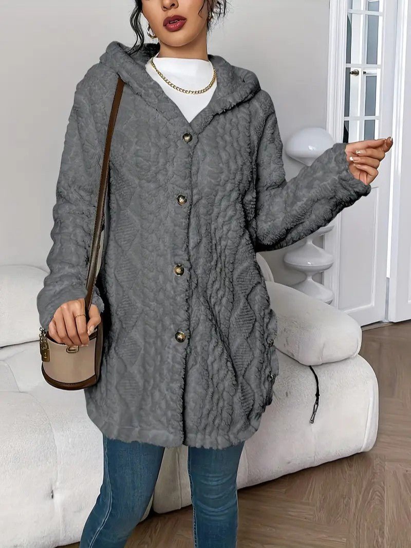 Women's Hooded Plush Cardigan Coat - Women's Coat - Wild Eye Vision