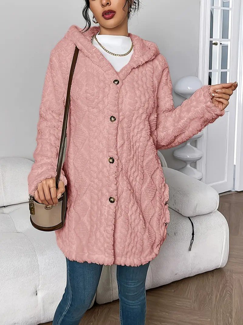 Women's Hooded Plush Cardigan Coat - Women's Coat - Wild Eye Vision