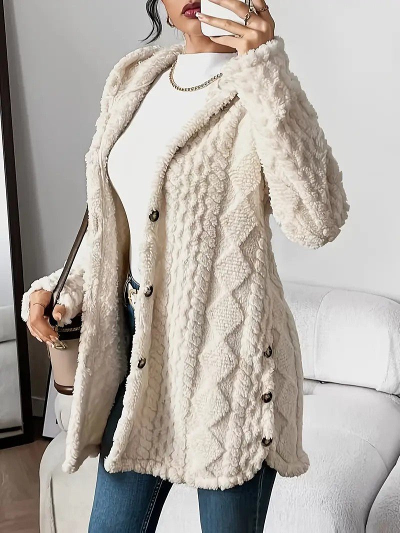 Women's Hooded Plush Cardigan Coat - Women's Coat - Wild Eye Vision