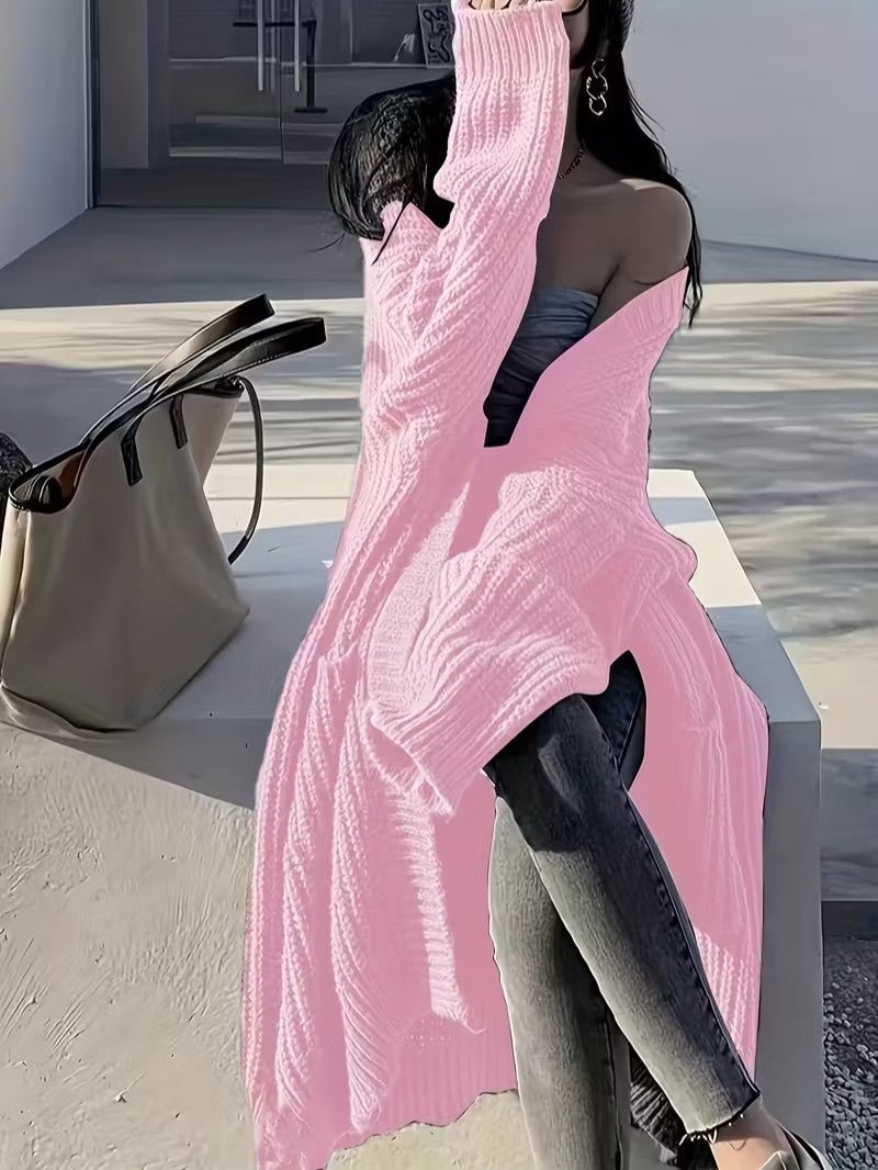 Women's Long Open Front Cardigan - Women Knit Cardigan - Wild Eye Vision