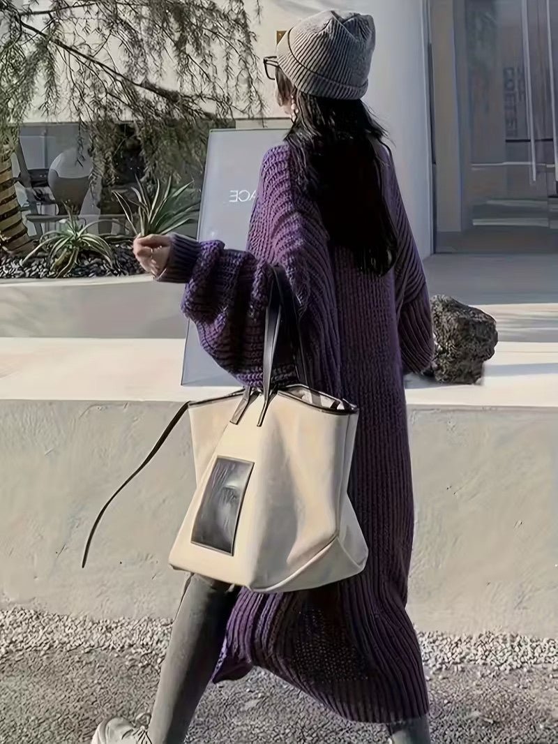 Women's Long Open Front Cardigan - Women Knit Cardigan - Wild Eye Vision