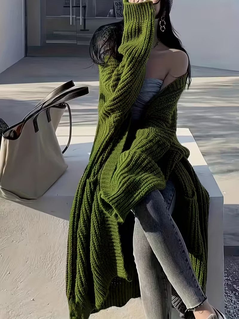 Women's Long Open Front Cardigan - Women Knit Cardigan - Wild Eye Vision