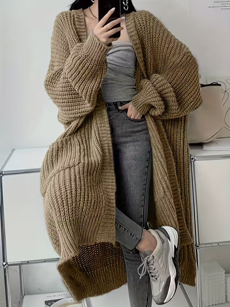 Women's Long Open Front Cardigan - Women Knit Cardigan - Wild Eye Vision