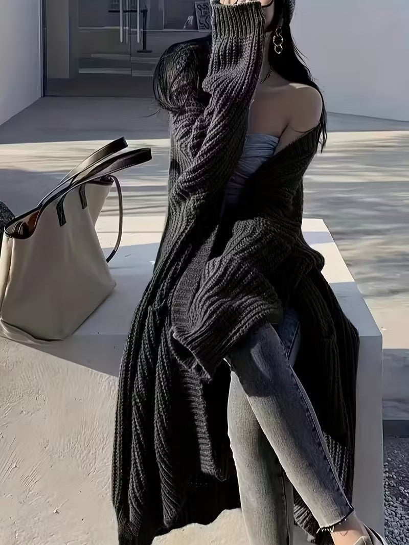 Women's Long Open Front Cardigan - Women Knit Cardigan - Wild Eye Vision