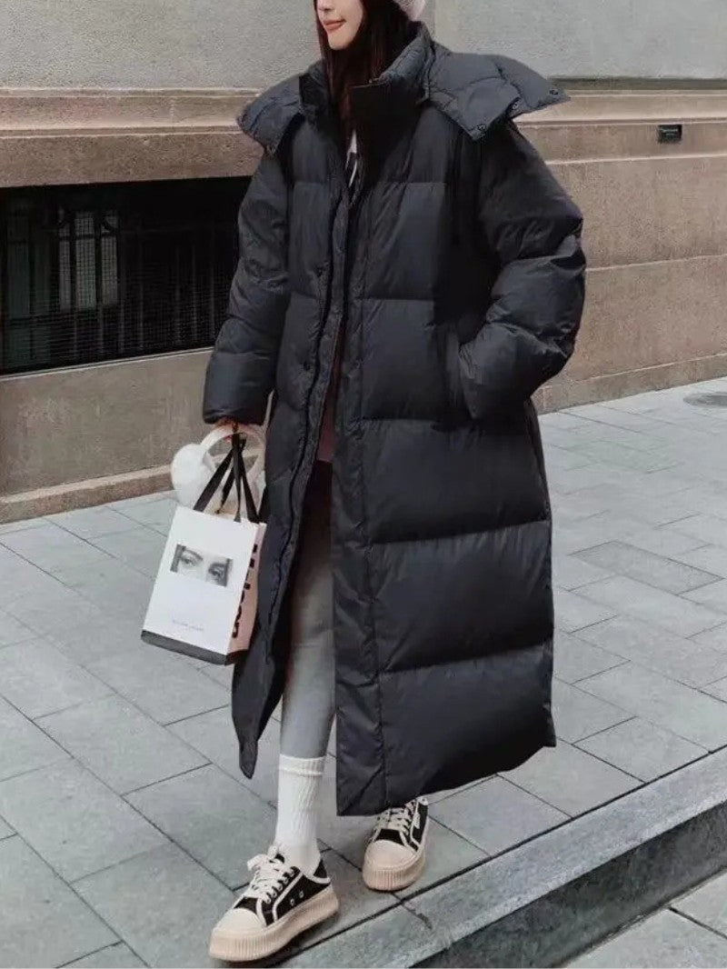 Women's Long Puffer Coat with Hood - Women's Coat - Wild Eye Vision
