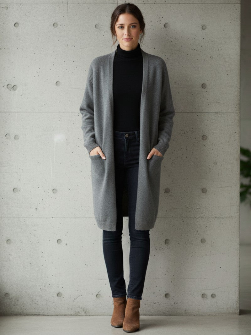 Women’s Longline Knit Cardigan with Pockets - Women Cardigan - Wild Eye Vision