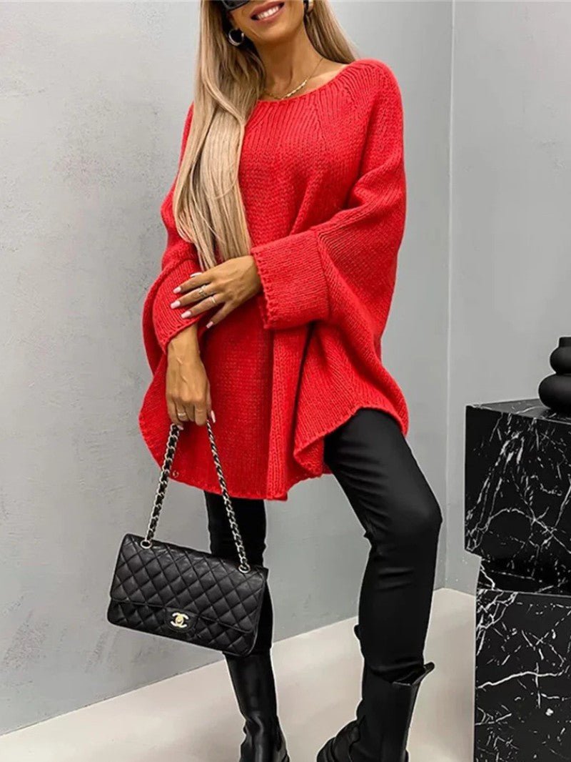 Women's Oversized Batwing Knit Jumper - Women Knitted Jumper - Wild Eye Vision