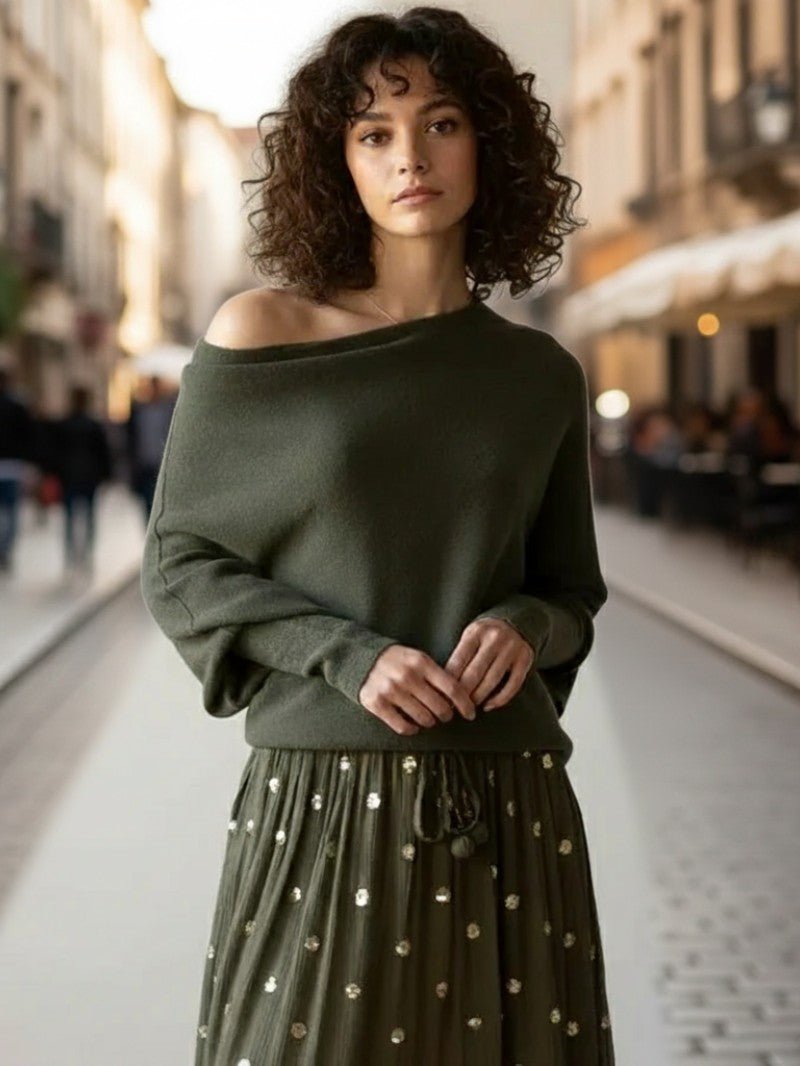 Women’s Oversized Boat Neck Jumper - Women Jumper - Wild Eye Vision