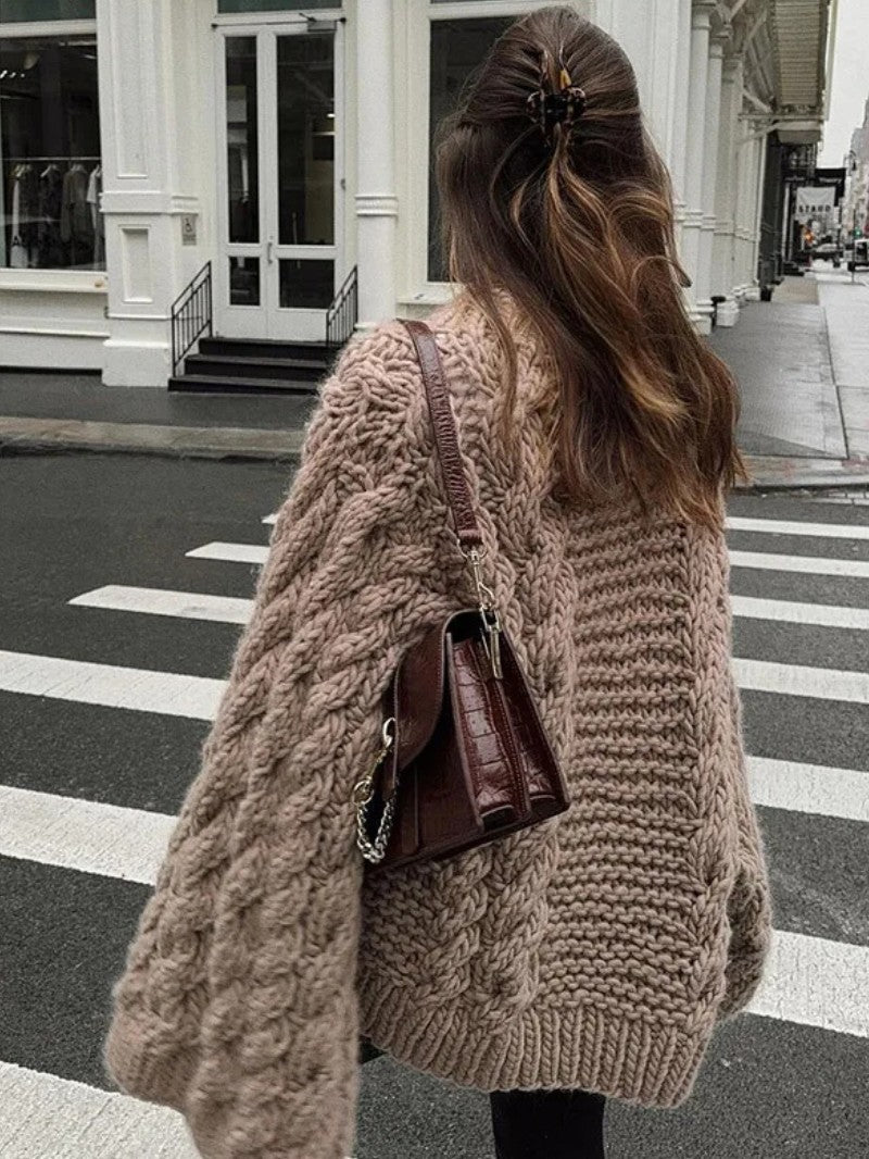 Women's Oversized Cable Knit Jumper Dress - Women Knitted Jumper - Wild Eye Vision