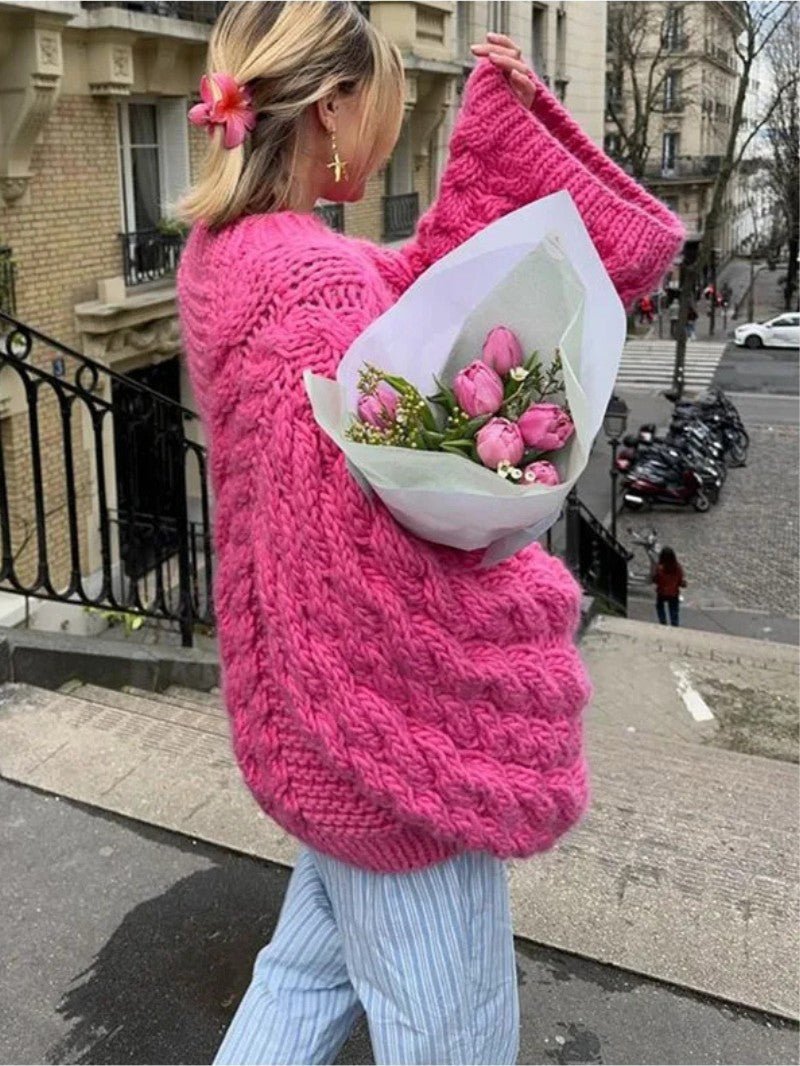 Women's Oversized Cable Knit Jumper Dress - Women Knitted Jumper - Wild Eye Vision