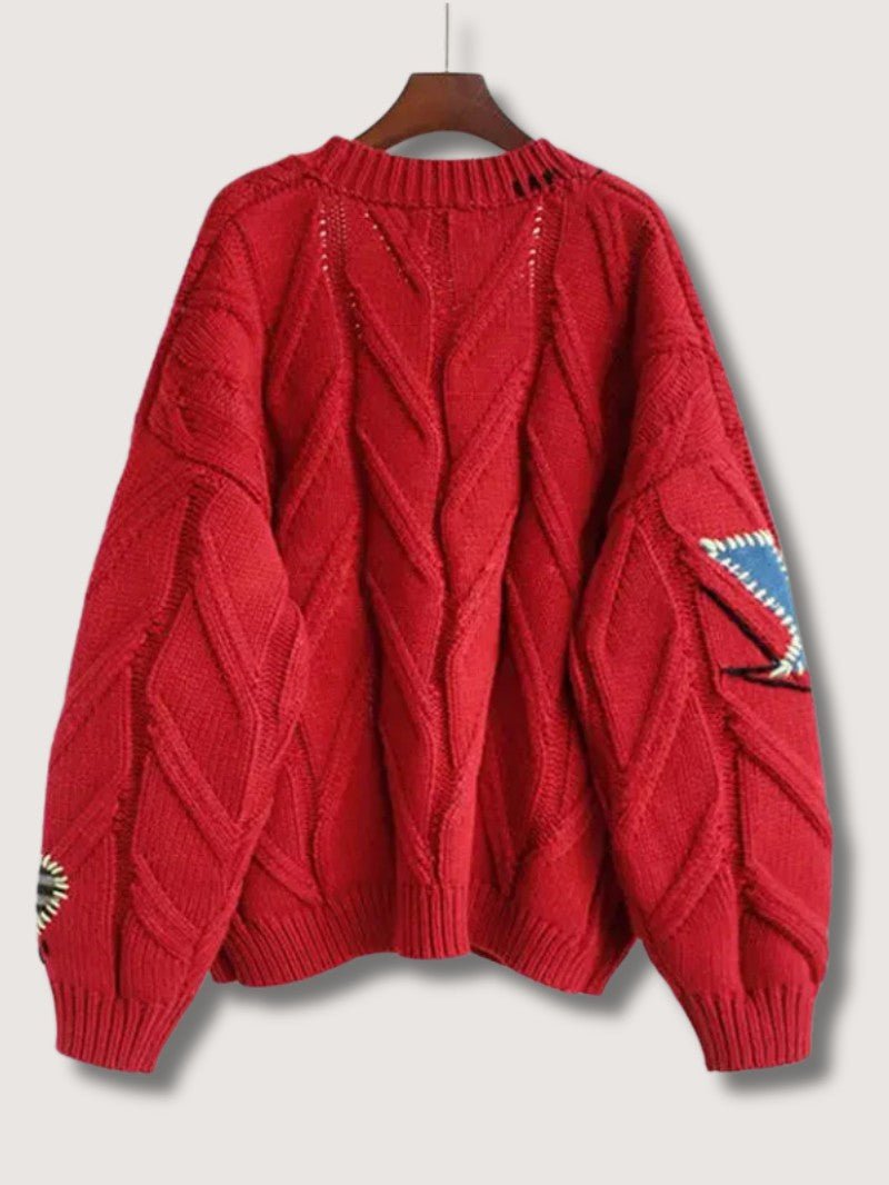 Women's Patchwork Embroidered Knit Cardigan - Women Knit Cardigan - Wild Eye Vision