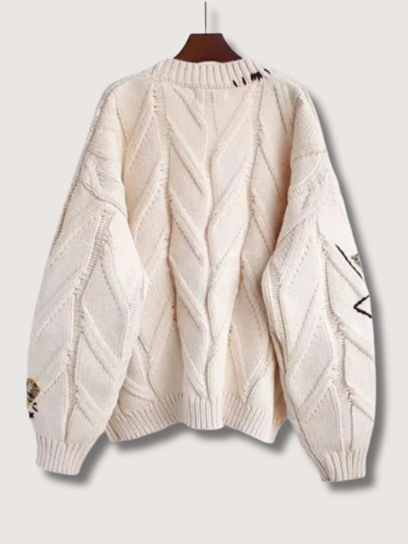 Women's Patchwork Embroidered Knit Cardigan - Women Knit Cardigan - Wild Eye Vision