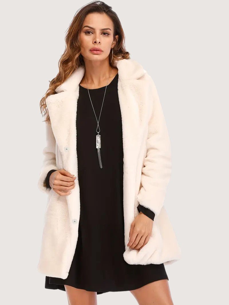Women's Plush Button Winter Coat - Women's Coat - Wild Eye Vision