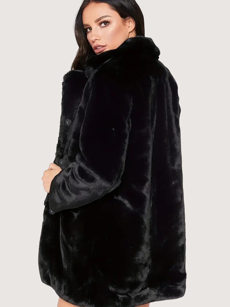 Women's Plush Button Winter Coat - Women's Coat - Wild Eye Vision