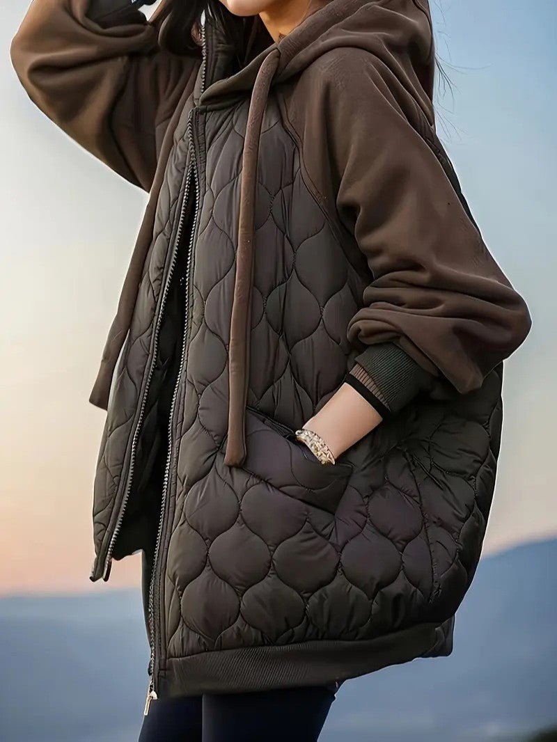 Women's Quilted Hooded Zip Jacket - Women's Coat - Wild Eye Vision