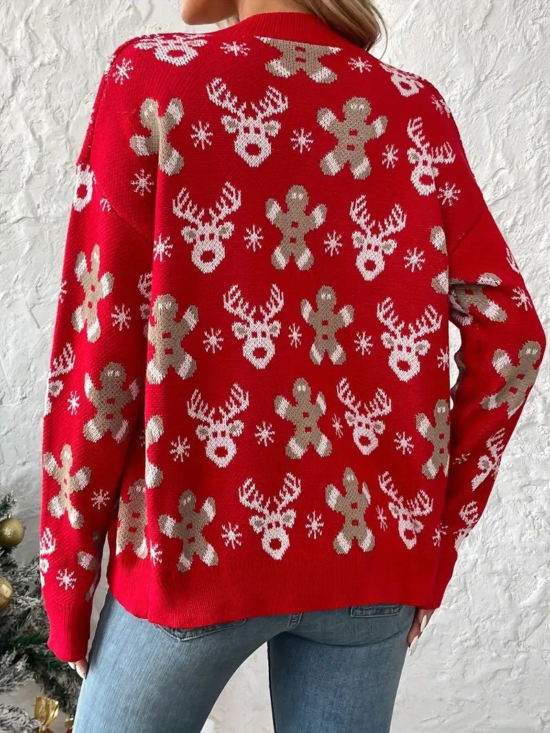 Women’s Reindeer & Snowflake V - Neck Cardigan - Ladies Christmas Jumpers - Wild Eye Vision