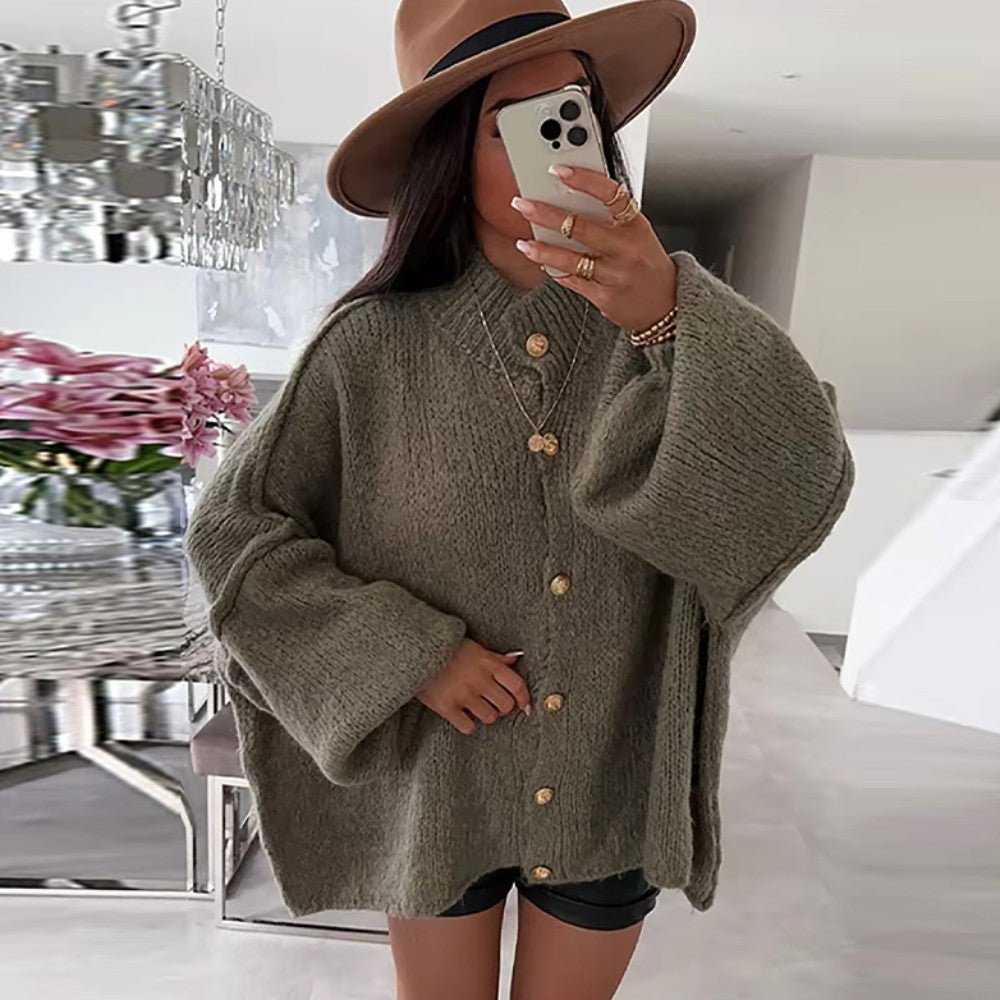 Women's Relaxed Knit Button Cardigan - Women Knit Cardigan - Wild Eye Vision