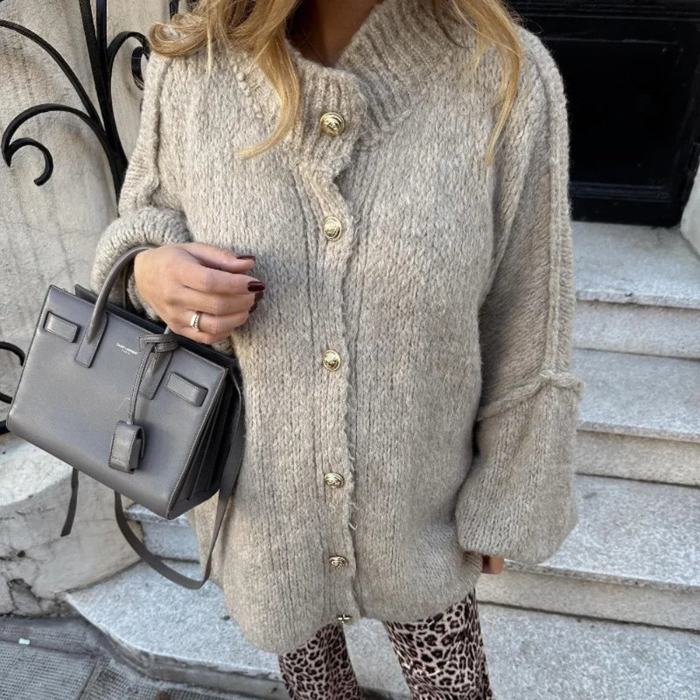 Women's Relaxed Knit Button Cardigan - Women Knit Cardigan - Wild Eye Vision