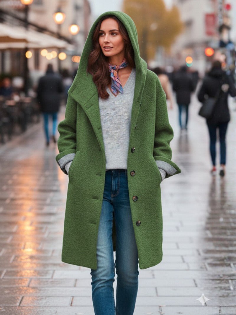 Women's Relaxed Wool Blend Coat with Hood - Women's Coat - Wild Eye Vision