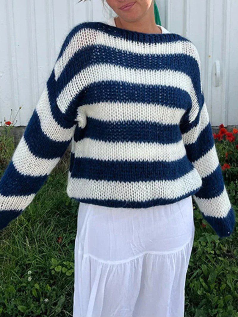 Women's Striped Oversized Knit Jumper - Women Knitted Jumper - Wild Eye Vision